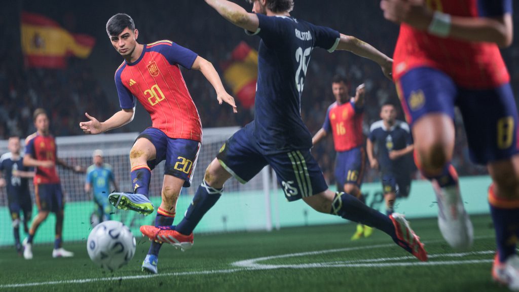 Capture de gameplay d'EA Sports FC 27, match avec l'équipe d'Espagne, page Steam officielle