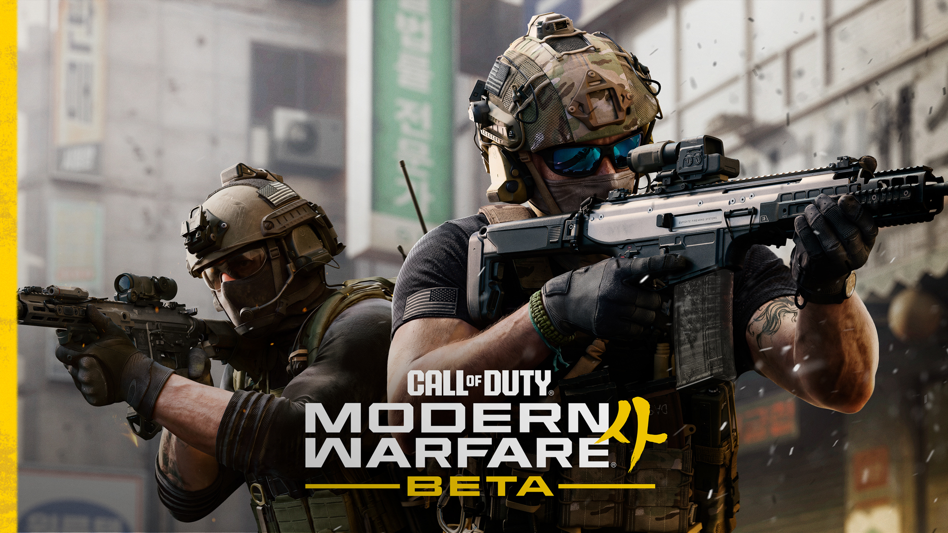Visuel officiel de la bêta de Call of Duty Modern Warfare 4, deux opérateurs en combat urbain