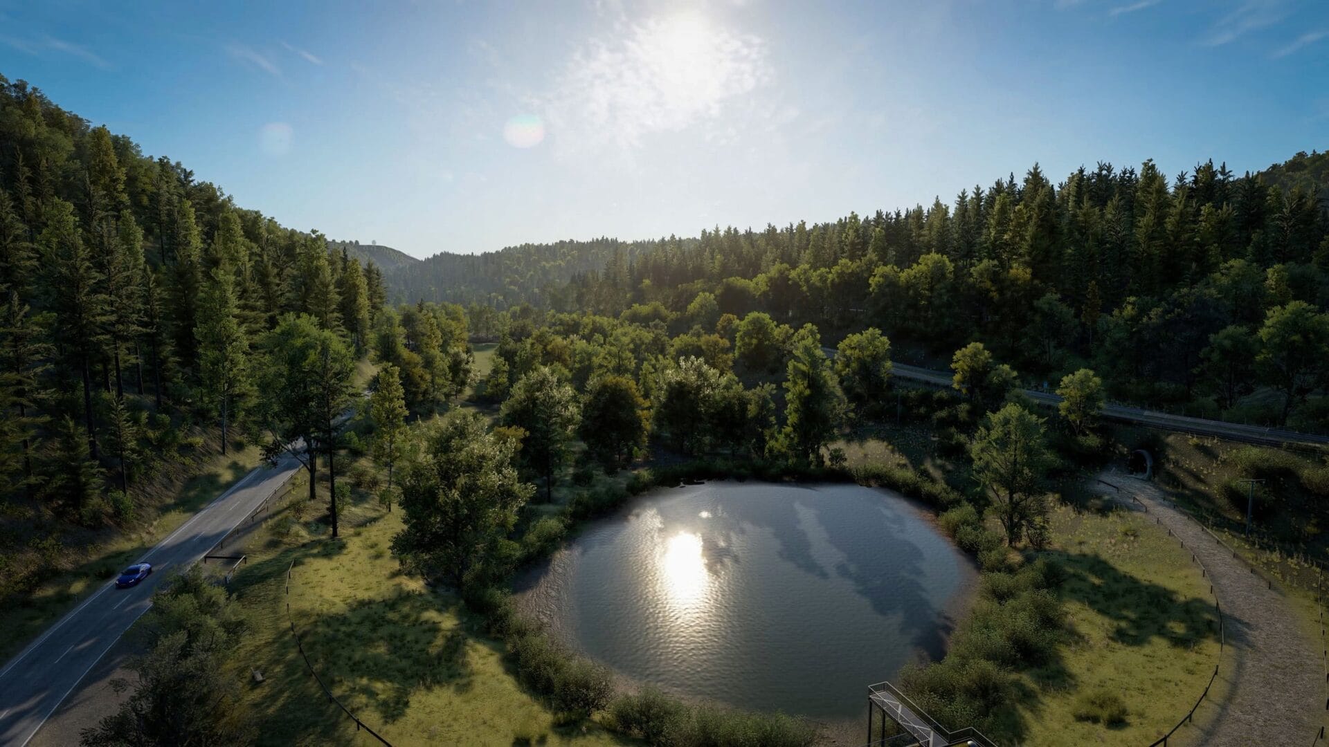 Vue officielle de l'Eifel et de ses routes dans le mode Free Roam d'Assetto Corsa EVO