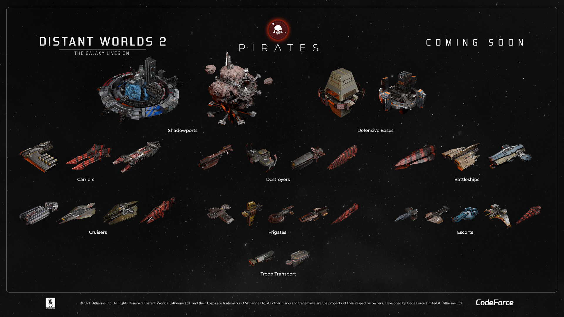 Capture officielle de Distant Worlds 2: Shadows Rising montrant les forces pirates