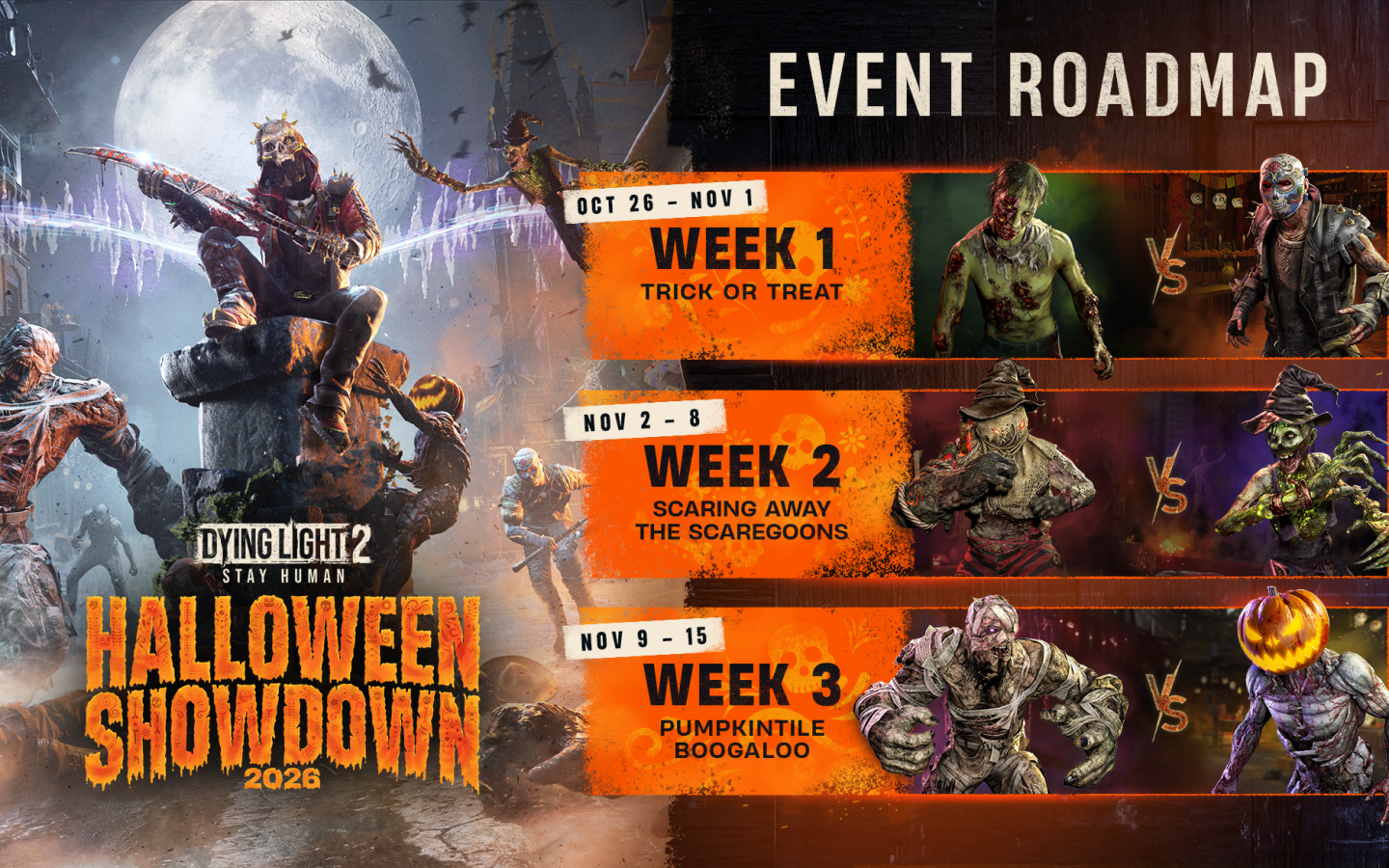 Visuel officiel de la mise à jour Halloween 2026 de Dying Light 2