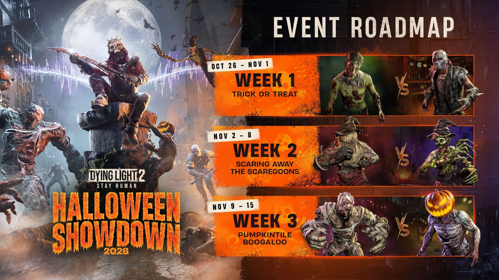 Visuel officiel de la mise à jour Halloween 2026 de Dying Light 2