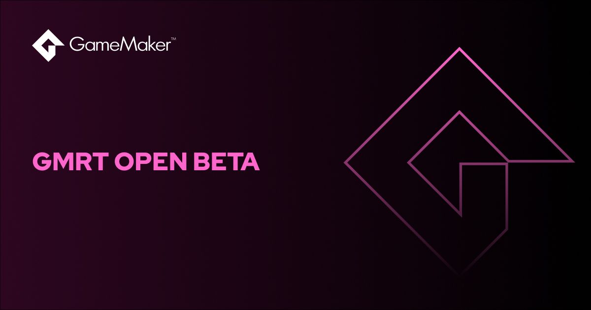 Visuel officiel GameMaker présentant le moteur d'exécution GMRT en bêta