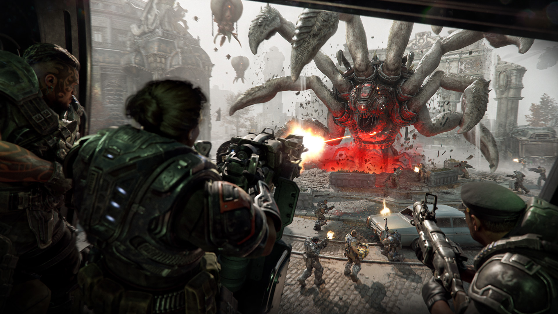 Une escouade de la CGU affronte un Corpser dans Horde Siege