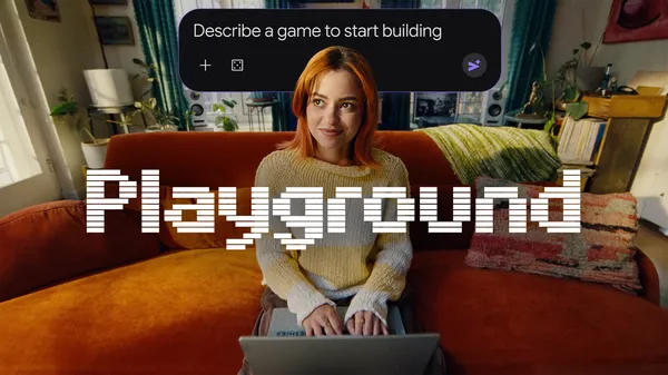 Illustration officielle de Google Playground, la plateforme de création de jeux par instructions textuelles