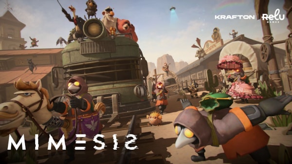 Visuel officiel de MIMESIS Off the Rails avec les créatures et le tramway du jeu