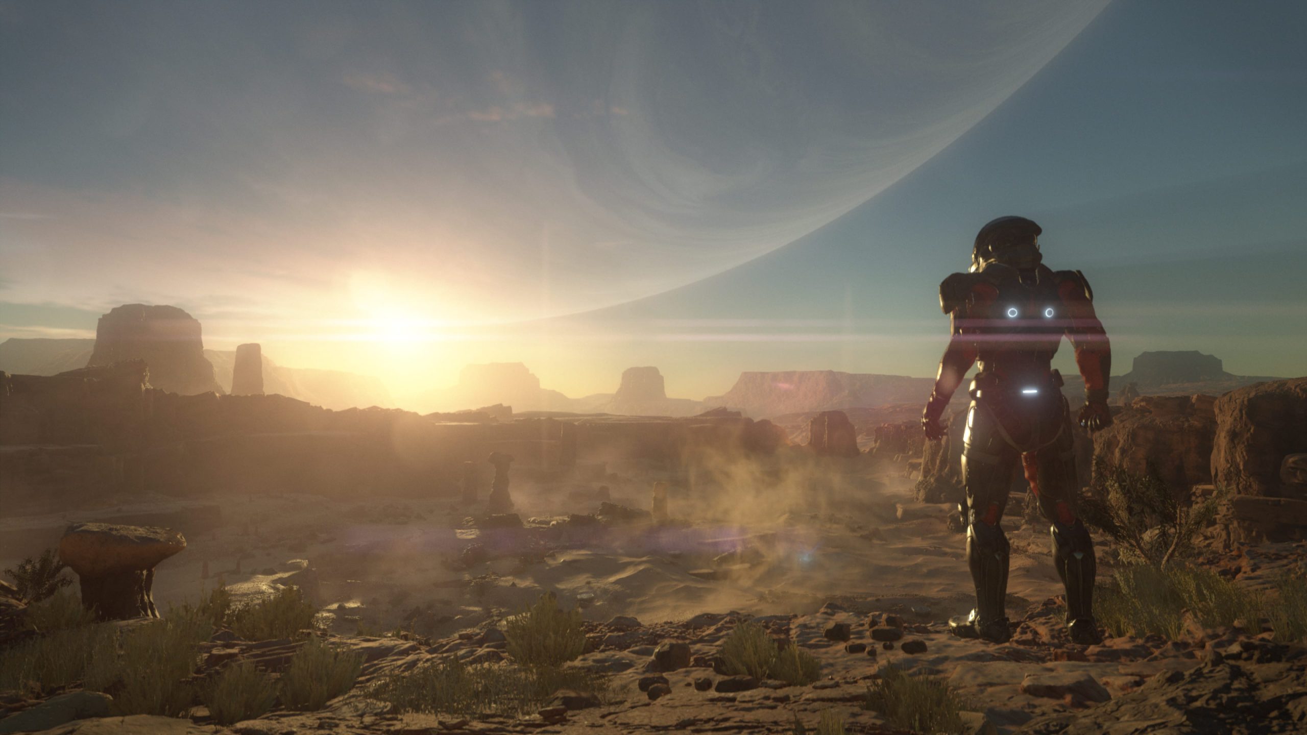 Le Pionnier contemple un paysage extraterrestre dans Mass Effect: Andromeda