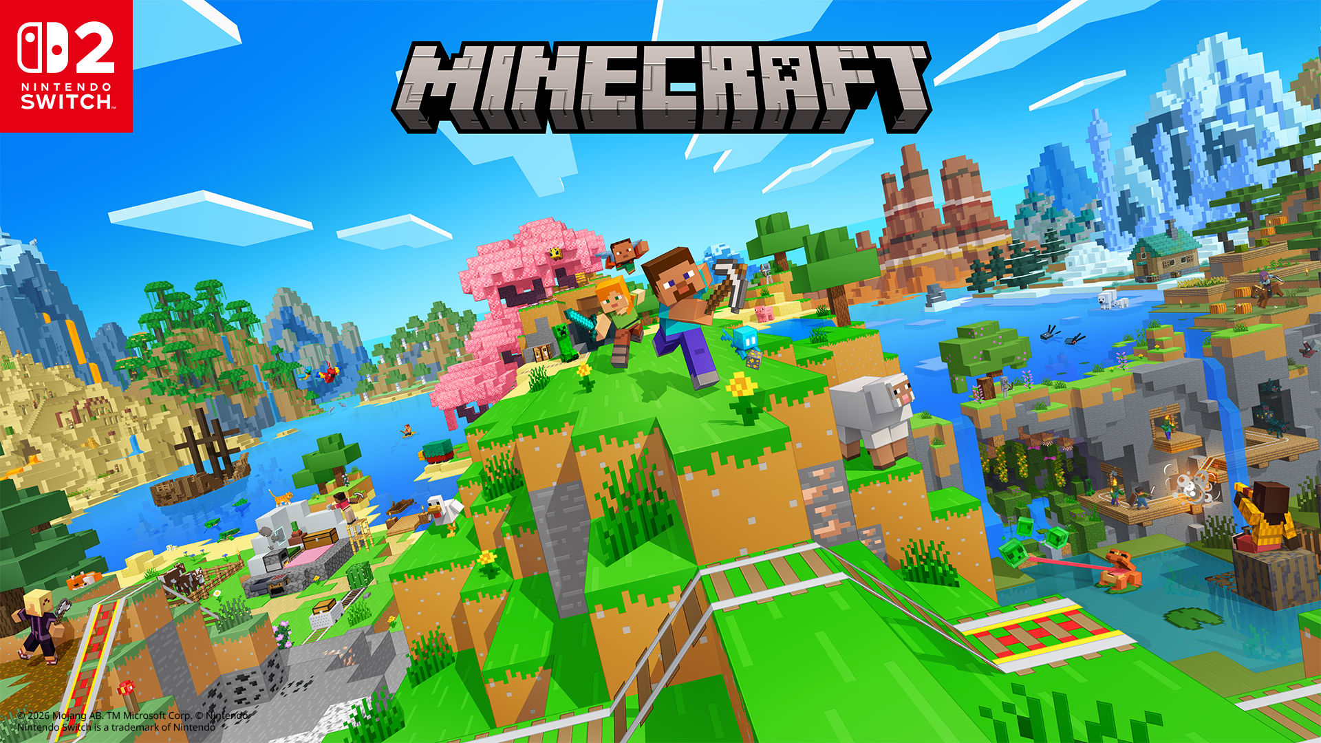 Illustration officielle de Minecraft sur Nintendo Switch 2