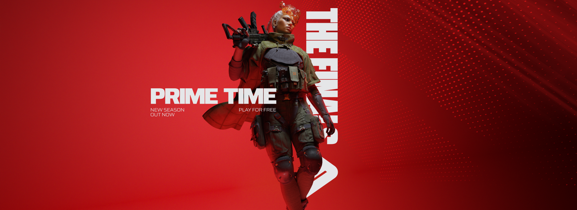 THE FINALS Prime Time : visuel officiel rouge avec un personnage en tenue