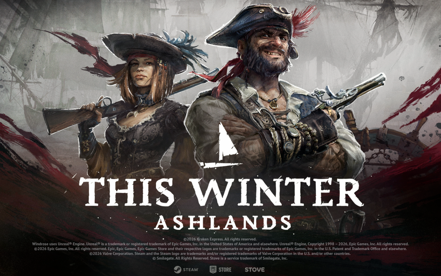 Illustration officielle de Windrose Ashlands annonçant une mise à jour cet hiver